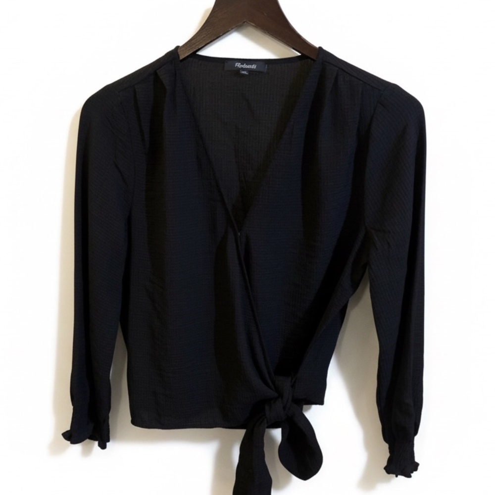 Madewell Smocked-Sleeve Wrap Top Size M